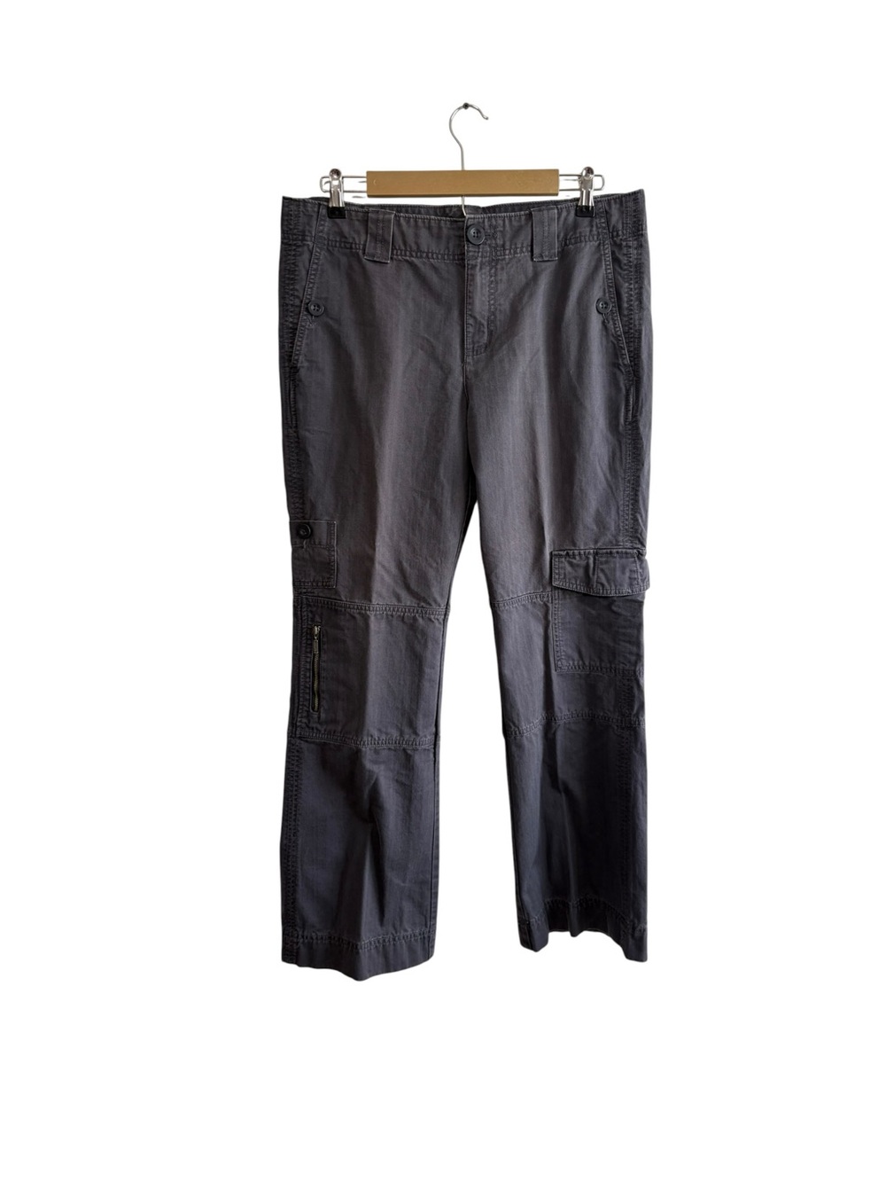 Eddie Bauer Women’s 12 Gray Wide Leg Cargo Utility Pants Outdoor Granola Hiking